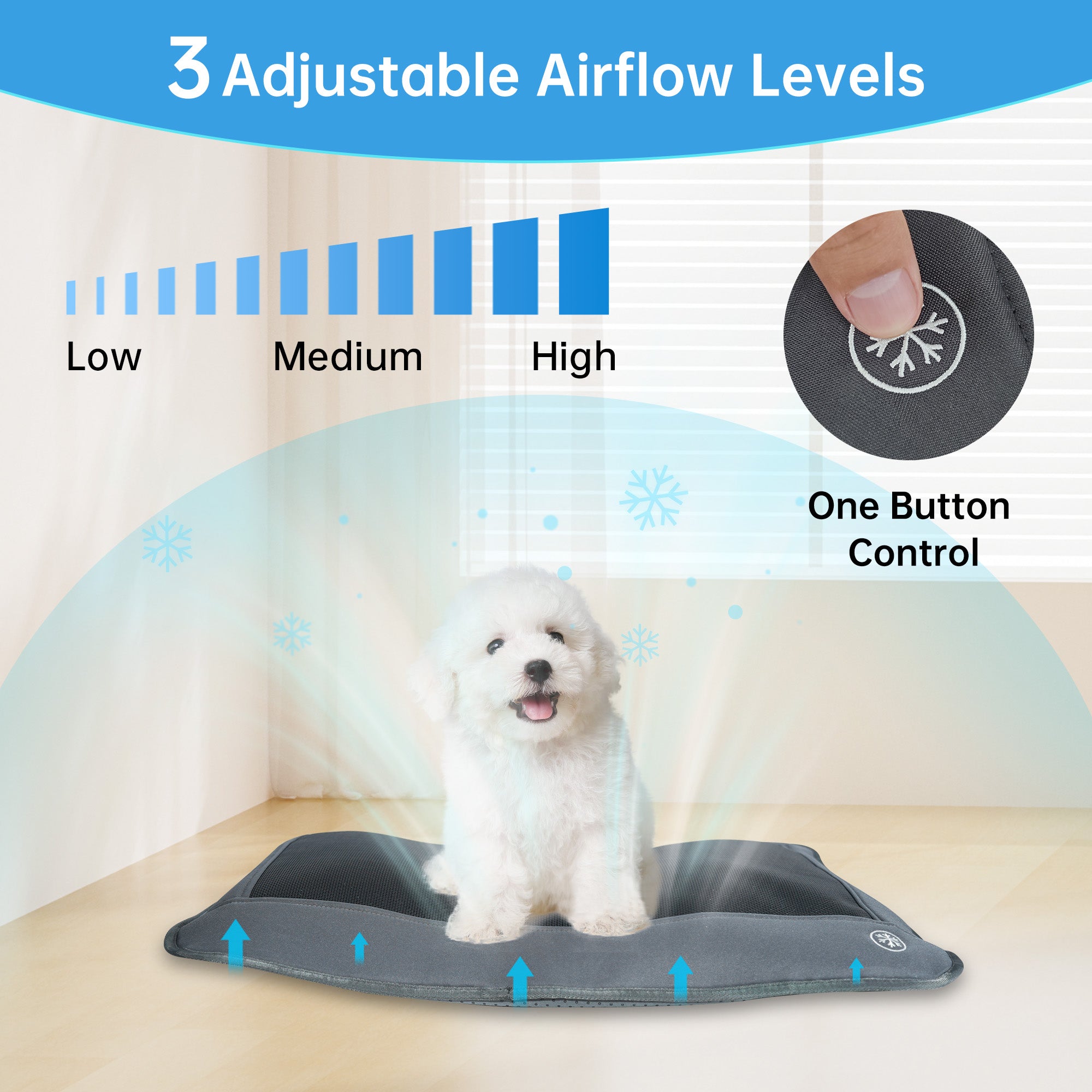 Electric Dog Cooling Mat 3 Airflow Levels Cooling Mat for Dogs Non Sli homcolorful